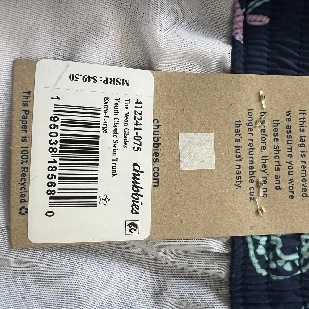 Chubbies Swim Trunks Youth XL 18-20 The Neon Glades NEW Lined Elastic Waist